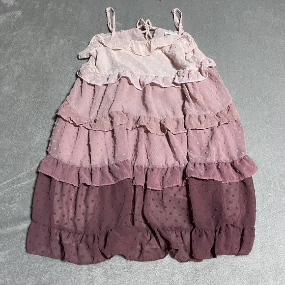 Storia Dresses & Skirts - Storia Dress Womens Small Tiered Ruffle Tulle Ombre Mini Boho Coquette Romantic